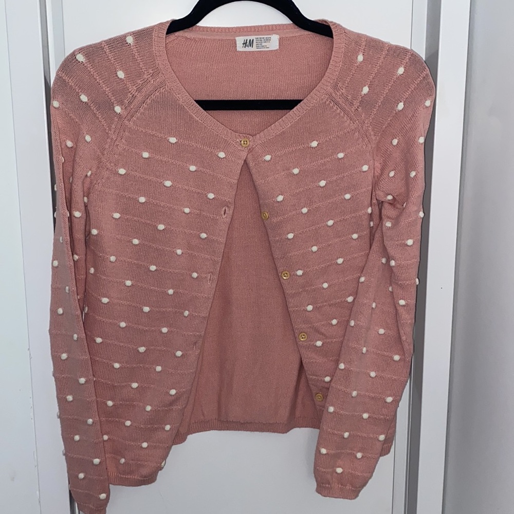 Cute pink sweater with white dots